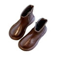 thumbnail image 2 of GUOBIOZIY Girls Boots Kids Ankle Boots with Zipper Dress Boot Low Heels Booties for Toddler Little Kids (Brown,4.5-5 Y), 2 of 3