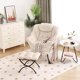 thumbnail image 1 of Beige moderno lounge chair con ottoman - oversized accent chair con folding footrest para comfortable reading in living y bedrooms, 1 of 9