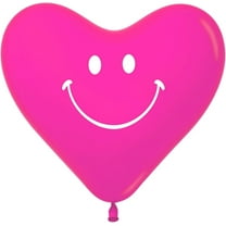 PMU 6 Inch Heart Shape QualatexWild Berry Smile Face White Latex (100/Pkg) Pkg/1