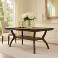 thumbnail image 3 of Benjara Style Solid Wood Rectangular Dining Table w/ Flowing Leg Base - Brown, 3 of 5