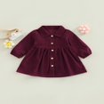 thumbnail image 2 of Enfants Filles Robe en Velours Côtelé à Manches Longues Bouton-Down Solide Robe d'Automne, 2 of 7