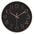 thumbnail image 1 of Reloj de pared de cuarzo de calidad, silencioso, sin tictac, redondo, fácil de leer, lujo en oro negro, 1 of 1
