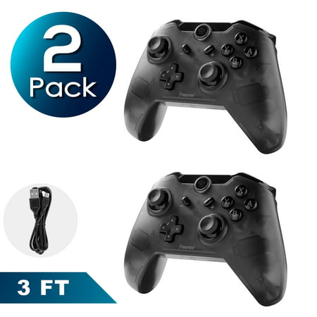 Insten 2-Pack Wireless Pro Controller For Nintendo Switch with Micro USB Charge Cable - Smoke
