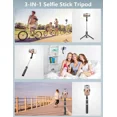 thumbnail image 4 of Palo Selfie Trípode con Control Remoto Bluetooth, Altura 1.7 m, Soporte para Móvil con Luz LED, Compatible con Apple y Android, 4 of 5