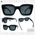 thumbnail image 2 of SA106 Womens Luxury Beveled Thick Horn Rim Rectangle Fashion Sunglasses Matte Black - Black, 2 of 8