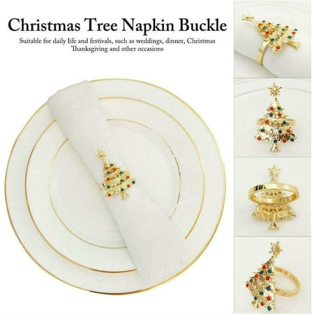 

Napkin Rings Set of 4 - Napkin Ring Holders for Christmas Party Holiday Dinner Decor Favor