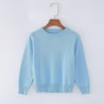 thumbnail image 5 of Fall/Winter Saving! HVOBTTY Kid's Soft Knited Sweater, Toddler Fall Pullover Sweater, Kids Versatile Solid Color Crewneck Long Sleeve Knit Sweater Pullover Tops Boys Girls Light Blue, 3-4 Years, 5 of 5