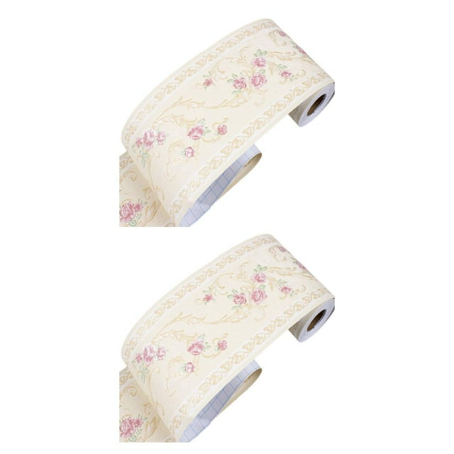 Guardoinrt Waterproof Wallpaper Border Living Space With Style Instantly Change Look Of Room PVC Creative Beige floret 2Set