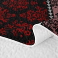 thumbnail image 5 of Erosebridal Victorian Damask Strip Quilt King,Red Vintage Floral King Coverlet Set For Adults,3pcs, 5 of 7