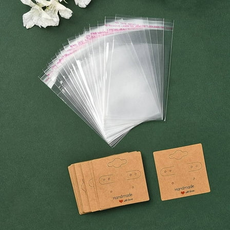 1set 30pcs Square Paper Earring Display Cards Jewelry Display Card for Earring Showing with 30pcs OPP Cellophane Bags Peru Card: 5x5cm