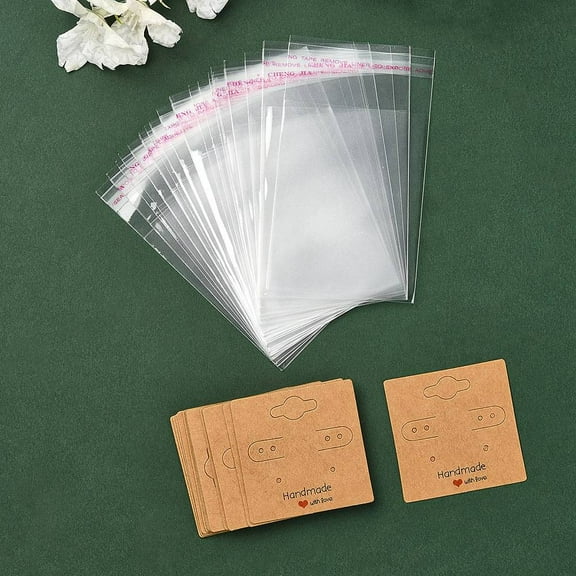 1set 30pcs Square Paper Earring Display Cards Jewelry Display Card for Earring Showing with 30pcs OPP Cellophane Bags Peru Card: 5x5cm