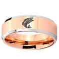 thumbnail image 2 of Bass Fishing Beveled Edge Rose Gold Tungsten Engraved Ring 10MM, 2 of 2