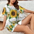 thumbnail image 4 of Honeii Sunflowers (2) for Women's Summer Pajama Set featuring Soft Short Sleeve Shirt & Matching Bottoms with Convenient Pockets for Relaxed Home Wear-XX-Large, 4 of 6