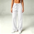 thumbnail image 4 of Bxsruta Women Track Pants Drawstring Elastic Waist Wide Leg Lounge Running Training Trousers, 4 of 8