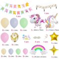 thumbnail image 2 of Suministros de decoración para fiestas de unicornio, enormes globos de unicornio 3D, pancarta de feliz cumpleaños, globo de estrella arcoíris, mantel, adorno para tarta para cumpleaños, 2 of 7
