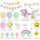 thumbnail image 2 of Suministros de decoración para fiestas de unicornio, enormes globos de unicornio 3D, pancarta de feliz cumpleaños, globo de estrella arcoíris, mantel, adorno para tarta para cumpleaños, 2 of 7