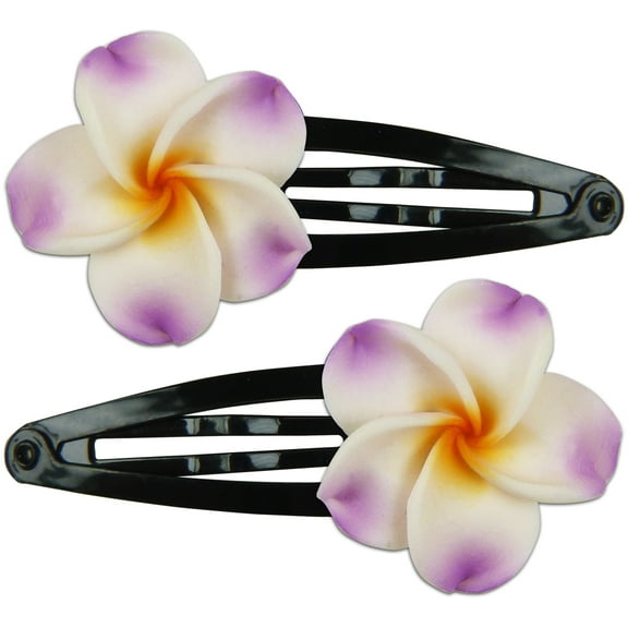 Hi Jewelry Fimo Snap Clip Set of 2 - Small White Yellow