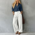 thumbnail image 6 of ClodeEU Women's 2 Piece Outfits ,Long Sleeve Button Down Shirt and High Waist Pleated Wide Leg Pants Set, Solid Color Casual Matching Set ,Women's Plus XL, 6 of 6