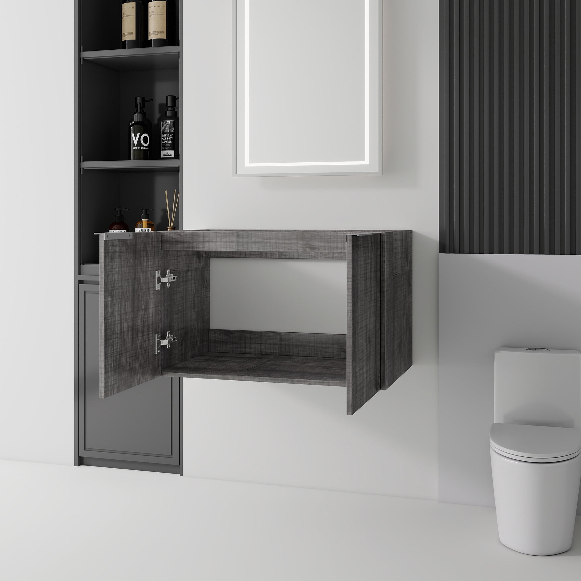 Leumius 30" Floating Bathroom Vanity Cabinet,Soft-Close Double Doors,Wall Mounted Cabinet Set Design Bathroom Vanity for Small Space,Cabinet Only,Grey