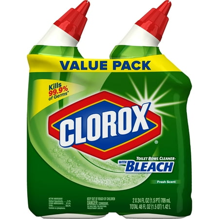 - (2 pack) Clorox Toilet Bowl Cleaner with Bleach, Fresh Scent - 24 oz, 2 Pack