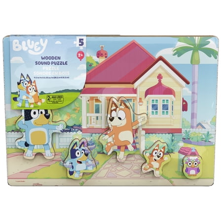 Spin Master Games, Bluey 5-Piece Wooden Sound Puzzle, for Toddlers and Kids ages 3 and up