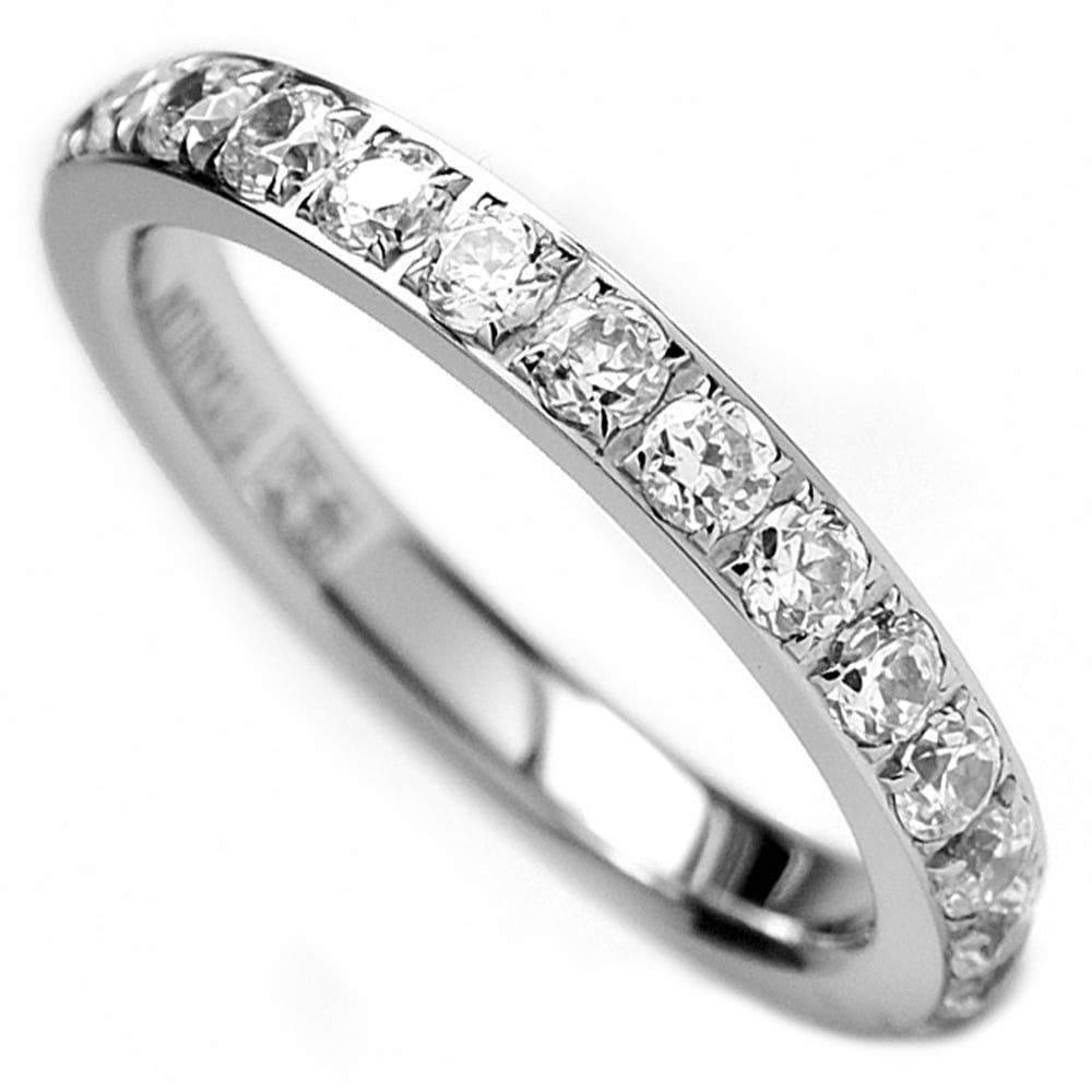 Women S 3mm Ladies Titanium Eternity Engagement Band Wedding Ring Pave Set Cubic Zirconia Walmart Canada