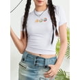 thumbnail image 3 of Women Crop T-Shirts Bow Print Summer Short Sleeve Basic Tops Casual Pullovers for Streetwear Aesthetic Grunge Clothes, 3 of 9