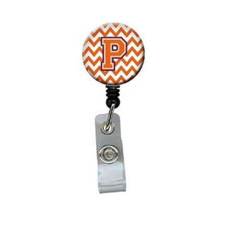 Carolines Treasures CJ1062-PBR Letter P Chevron Orange & Regalia Retractable Badge Reel