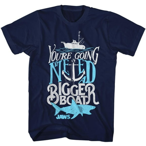 Jaws Typography Navy Adult T-Shirt 4Xl