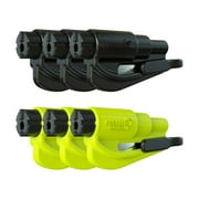 resqme The Original Keychain Car Escape Tool, Seatbelt Cutter and Window Breaker, Black and Yellow, 6 Pack
