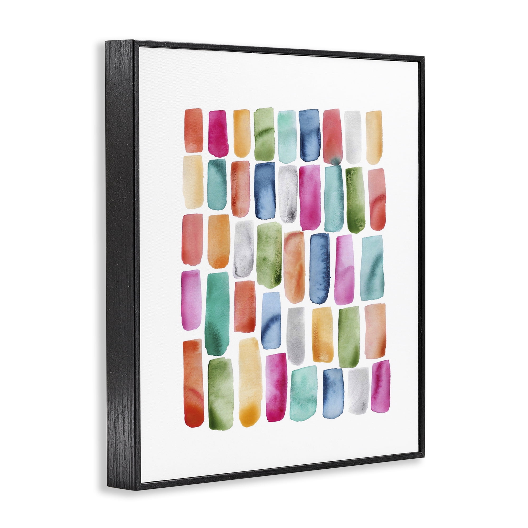 Stupell Industries Bright Abstract Brushstrokes Abstract Painting Black Framed Art Print Wall Art, 11 x 14