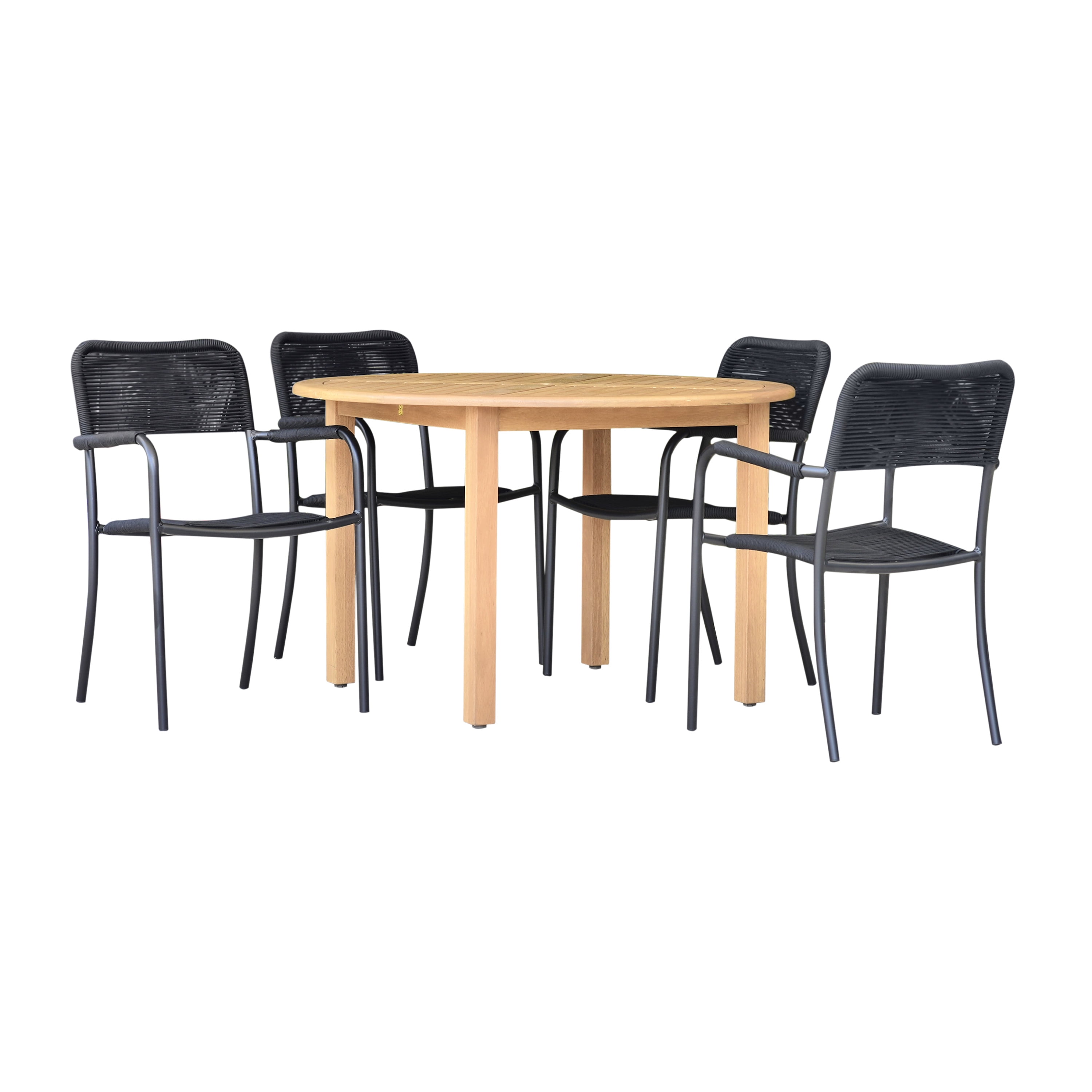 Amazonia Navilly Teak Finish 5 Pieces Round Patio Dining Set