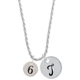 thumbnail image 1 of Delight Jewelry Silvertone Disc 1/2'' Number - 6 - Silvertone Script Initial Disc - T - Charm Necklace, 20"+3", 1 of 4