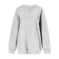 thumbnail image 4 of Sweatshirt Women Fall Relaxed Fit Crewneck Long-sleeved Bell Drop Shoulder with Pocket Plain Leisure Cotton Pullovers(Light Gray,XXL), 4 of 4
