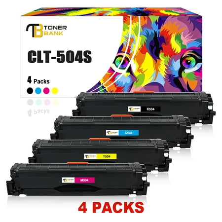 Toner Bank 4-Pack Compatible Toner for Samsung CLT-K504S CLT-C504S CLT-Y504S CLT-M504S Xpress SL-C1810W C1860FW Replacement Printer Ink Kit (BK+C+Y+M)
