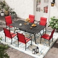 thumbnail image 3 of Vicllax Outdoor Patio Dining Chairs Stackable High Back Metal Frame with Textilene, Set of 6, Red, 3 of 11