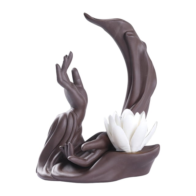 Soporte de incensario con forma de flor de reflujo, adorno de Buda para decoración del hogar flor blanca