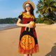 thumbnail image 4 of Balery Halloween Pumpkin Vestidos sueltos de manga corta para mujer, vestidos de verano 2025, vestidos casuales de corte A con vuelo., 4 of 6