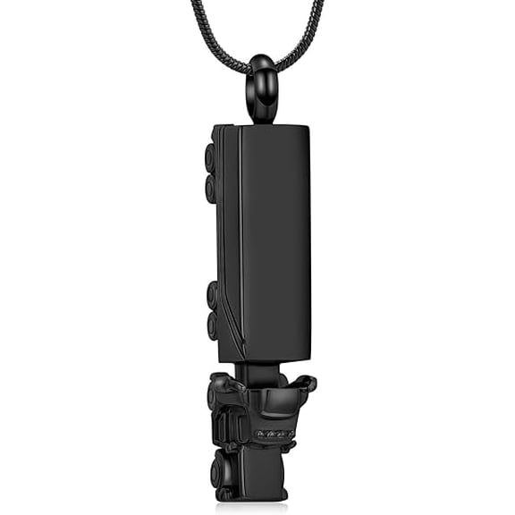 Urn Necklace for Ashes for Men Women Stainless Steel 18 Wheeler Semi Truck Cremation Jewelry Urn Pendant Ashes Holder