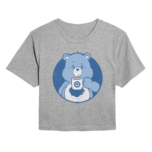 Care Bears - Grumpy Bear Coffee - Juniors Cropped Graphic T-Shirt