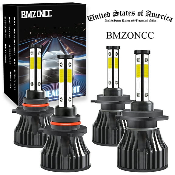 For  Volvo S60 V70 2001 - 2004 LED Headlight Bulbs 9005 High Beam   H7 Low Beam Pack of 4