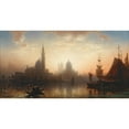 thumbnail image 2 of Karl Heilmayer 14x9 Gold Ornate Wood Frame and Double Matted Museum Art Print Titled - Venice, Gondolier in the Evening Light (1867), 2 of 4