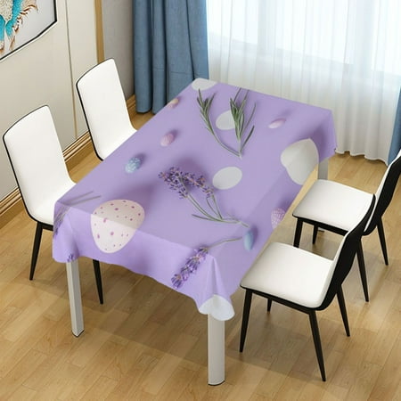 

60x108 Inch Tablecloth Polyester Square Tablecloth for Home Kitchen Dinner Decor White Circles