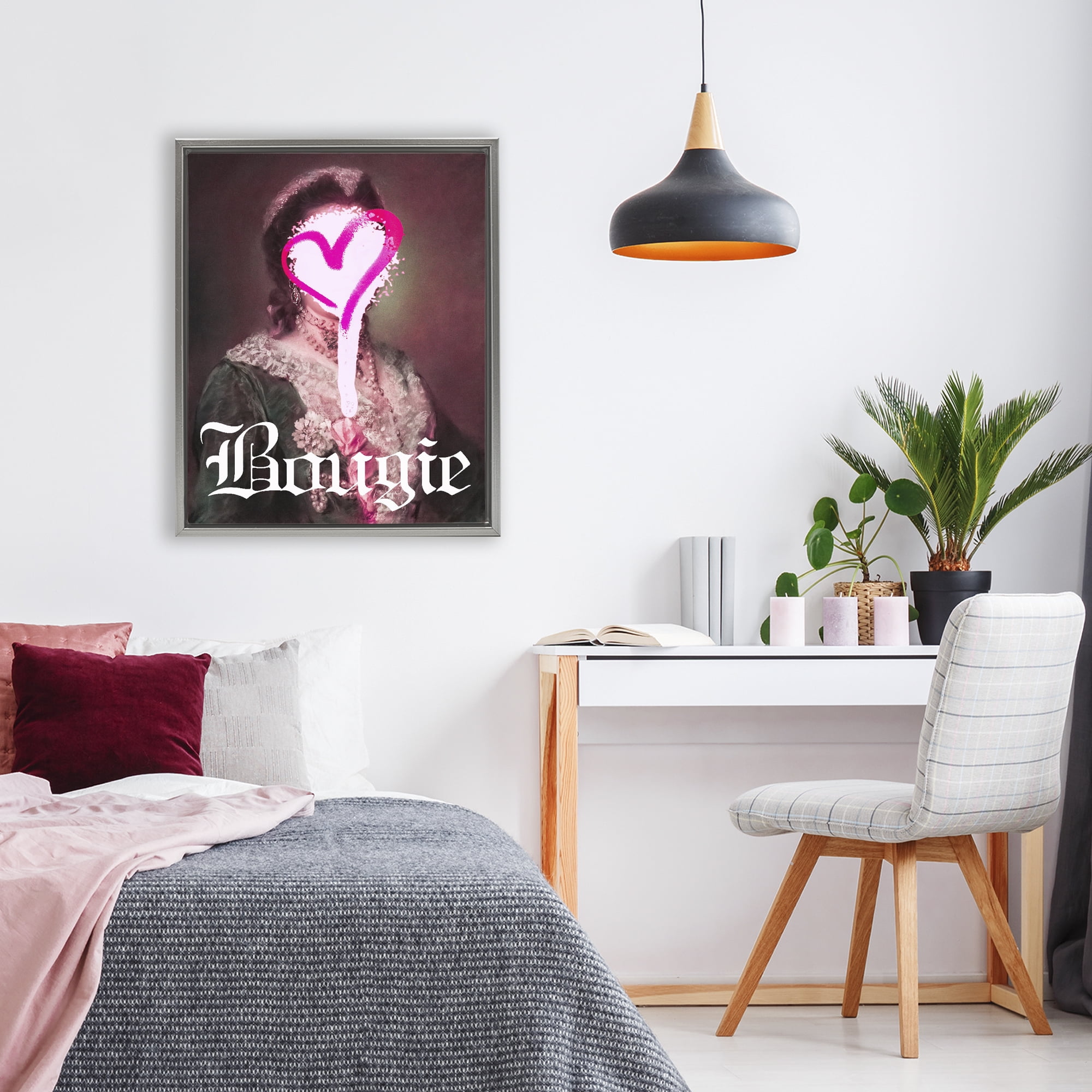Bougie Classical Portrait Gray Framed Floater Canvas Wall Art, design by Lil' Rue