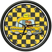 SignMission CL-TAXI Taxi Wall Clock - Checkered Cab Driver Taxicab Gift