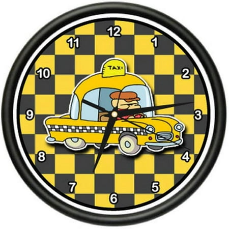 SignMission CL-TAXI Taxi Wall Clock - Checkered Cab Driver Taxicab Gift