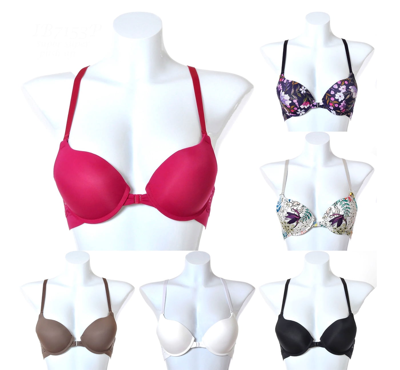 6 Pieces ADD 1 Cup Push Up Boost Cup Lace Full Cup Wired Double Pushup Bra A/B/C