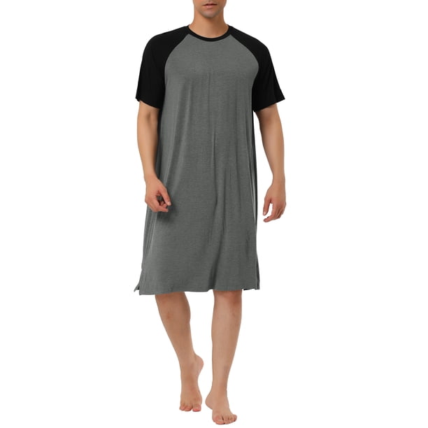 CAMISA DE NOCHE PARA HOMBRE INSPIRADA EN EL DÍA DEL PADRE, RAGLÁN DE MANGA CORTA, CÓMODA, SUAVE Y SUELTA, TALLA XL, GRIS OSCURO Y NEGRO
