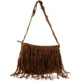 thumbnail image 1 of 1 bolso de hombro con borlas de cuero, bolso cruzado con borlas y flecos para mujer (marrón claro), 1 of 7