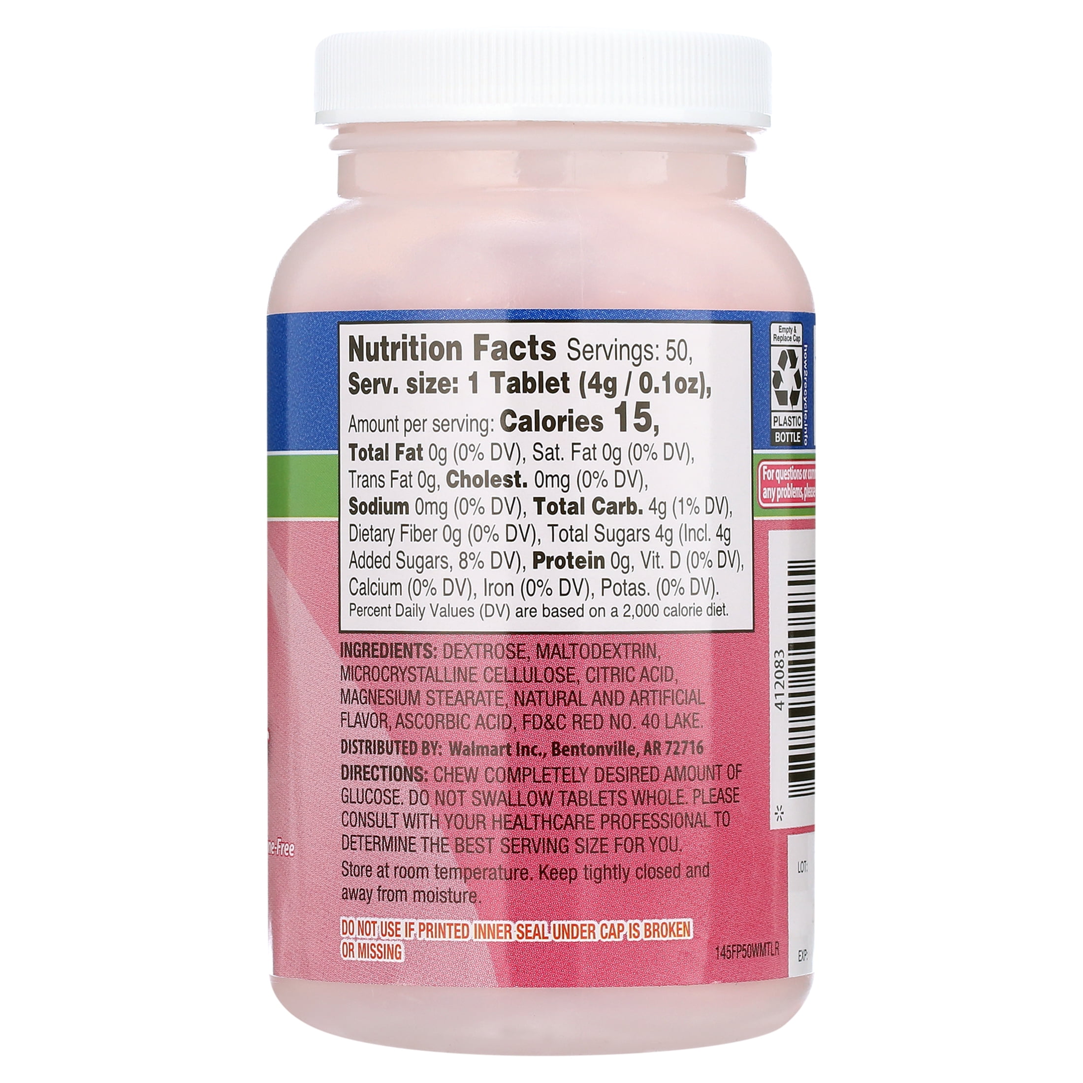 ReliOn Glucose Tablets, Tropical Fruit Flavor, 50 Count